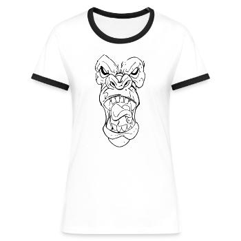 Wütender Gorilla Silberrücken - Frauen Kontrast-T-Shirt - Weiß/Schwarz - Vorne - Selfina (174cm)