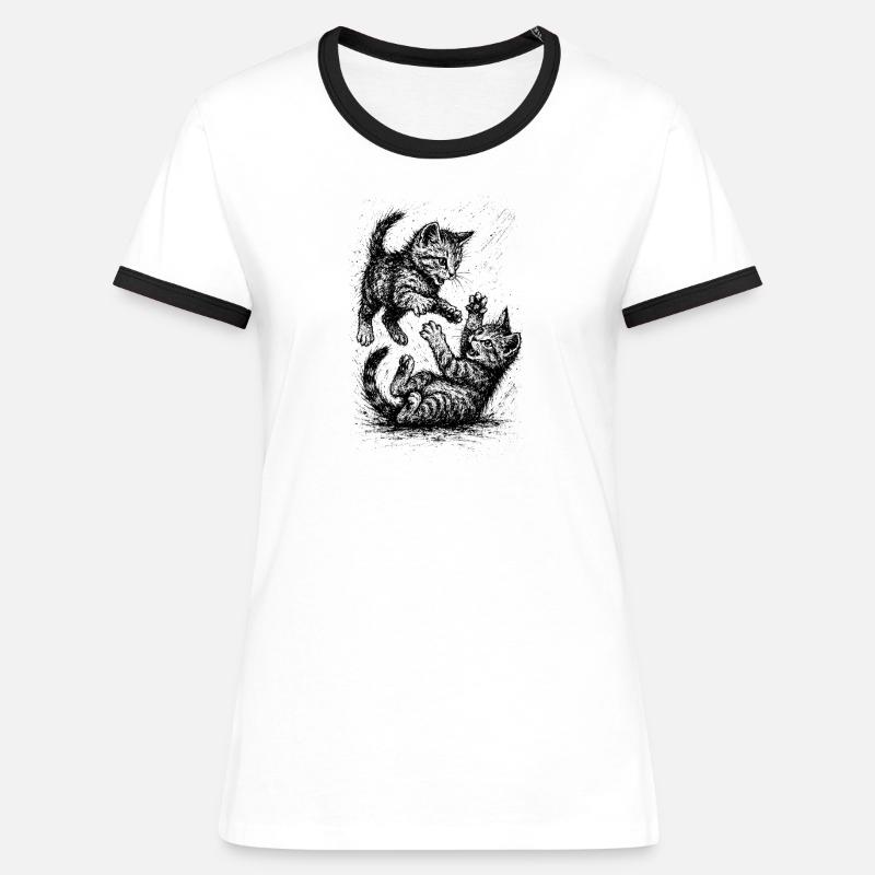 Cat Row - Women's Ringer T-Shirt - white/black