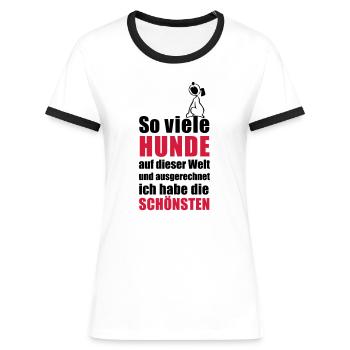 die schönsten Hunde - Frauen Kontrast-T-Shirt - Weiß/Schwarz - Vorne - Selfina (174cm)
