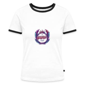 Armoiries de la Grèce 2024 - T-shirt contrasté Femme - blanc/noir - Devant - Selfina (174cm)