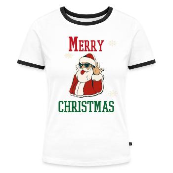 Weihnachten Feiertage Familie - Frauen Kontrast-T-Shirt - Weiß/Schwarz - Vorne - Selfina (174cm)