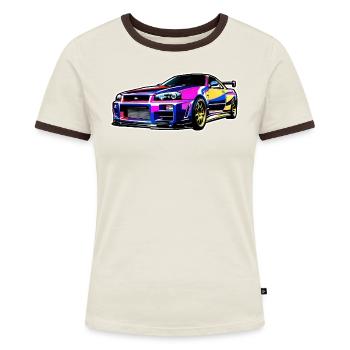 Jdm / Tuning / Turbocompresseur / Jantes / Chiptuning - T-shirt contrasté Femme - bleu/blanc - Devant