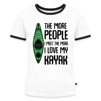 Grünes Kajak von Oben - Frauen Kontrast-T-Shirt - Weiß/Schwarz - Vorne - Selfina (174cm)