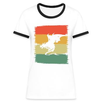 Drache Drachen - Frauen Kontrast-T-Shirt - Weiß/Schwarz - Vorne - Selfina (174cm)