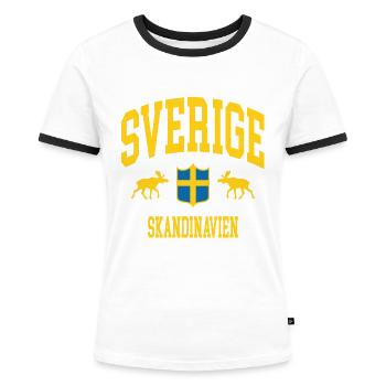 Suède - T-shirt contrasté Femme - blanc/noir - Devant - Selfina (174cm)