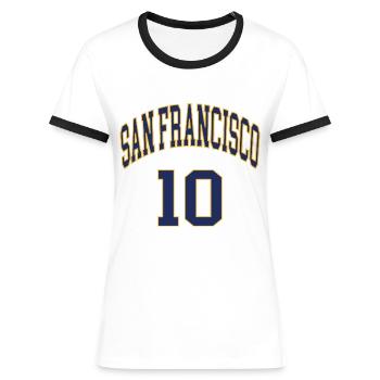 San Francisco 10 - Women's Ringer T-Shirt - white/black - Front - Selfina (174cm)