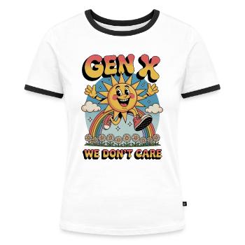 Gen X ist uns egal - Frauen Kontrast-T-Shirt - Weiß/Schwarz - Vorne - Selfina (174cm)