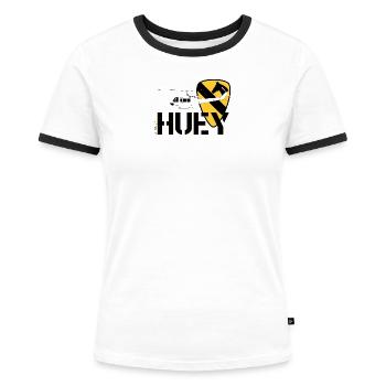 HUEY - AS2009 - T-shirt contrasté Femme - blanc/noir - Devant - Selfina (174cm)