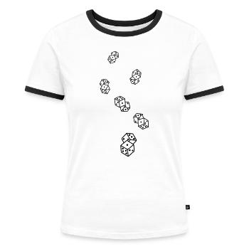 Symbole du casino Dice - T-shirt contrasté Femme - blanc/noir - Devant - Selfina (174cm)