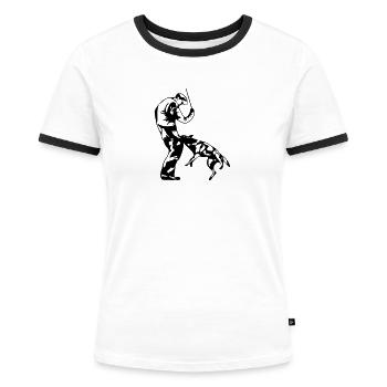 Mordant sportif (D) - T-shirt contrasté Femme - blanc/noir - Devant - Selfina (174cm)