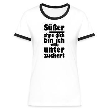 Süßer, Liebe, Paar, verliebt, lustig, Geschenk - Frauen Kontrast-T-Shirt - Weiß/Schwarz - Vorne - Selfina (174cm)