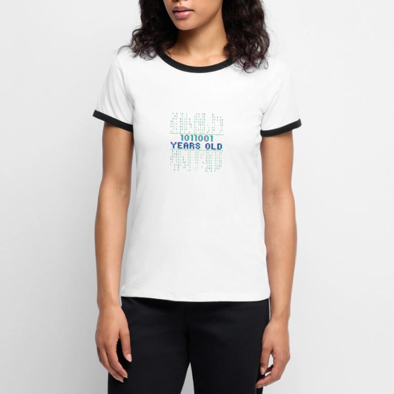 89th Birthday 89 years old Binary Code Coder Women's Ringer T-Shirt