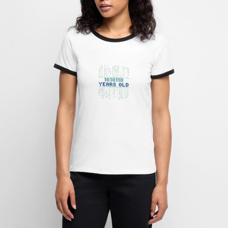 86th Birthday 86 years old Binary Code Computer Science Women's Ringer T-Shirt