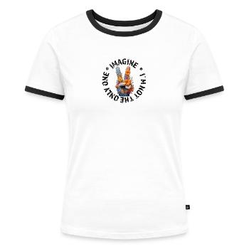 Imagine - Toleranz, Respekt und Frieden - Frauen Kontrast-T-Shirt - Weiß/Schwarz - Vorne - Selfina (174cm)