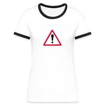 hazard warning sign warning - Women's Ringer T-Shirt - white/black - Front - Selfina (174cm)
