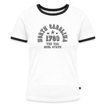Caroline du Nord USA - T-shirt contrasté Femme - blanc/noir - Devant - Selfina (174cm)