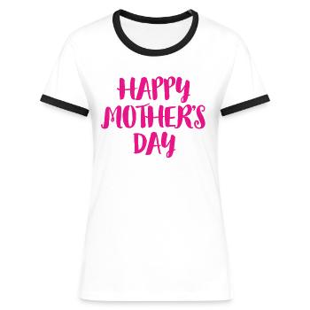 Mors dag, mors dag, mors dag, mors - Dame kontrast-T-shirt - hvid/sort - Foran - Selfina (174cm)