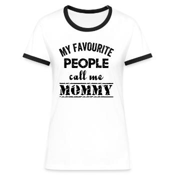 Fête des mères, Fête des mères, Fête des mères, Fête des mères - T-shirt contrasté Femme - blanc/noir - Devant - Selfina (174cm)