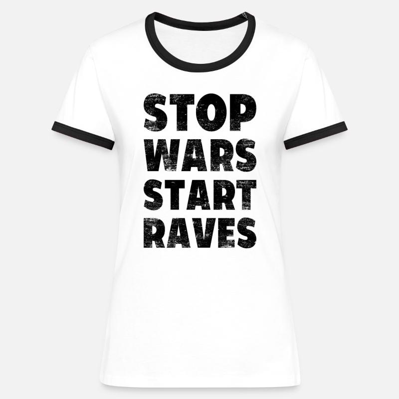 Techno - Rave - Gift - Techno merch - spruch - Women's Ringer T-Shirt - white/black