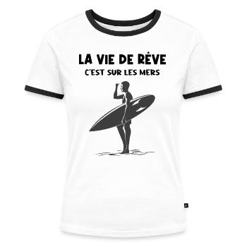 Leben auf den Meeren - Frauen Kontrast-T-Shirt - Weiß/Schwarz - Vorne - Selfina (174cm)