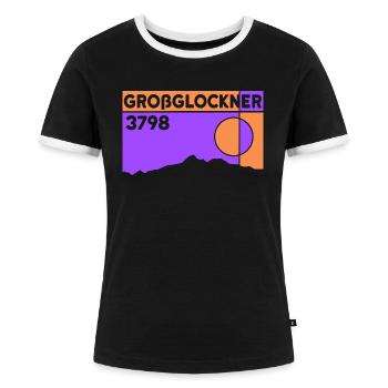 Großglockner Besteigung Skitour Bergtour Andenken - Frauen Kontrast-T-Shirt - Schwarz/Weiß - Vorne - Selfina (174cm)