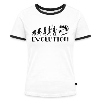 Evolution Vom Affen zum Surfer - Frauen Kontrast-T-Shirt - Weiß/Schwarz - Vorne - Selfina (174cm)