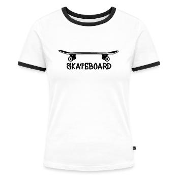 skateboard - Women's Ringer T-Shirt - white/black - Front - Selfina (174cm)