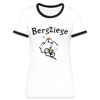 MTB Bergziege - Frauen Kontrast-T-Shirt - Weiß/Schwarz - Vorne - Selfina (174cm)