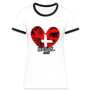 Basel 2025 ESC - Frauen Kontrast-T-Shirt - Weiß/Schwarz - Vorne - Selfina (174cm)