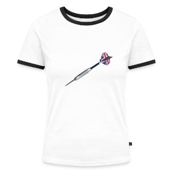 Großbritannien Dartpfeil - Frauen Kontrast-T-Shirt - Weiß/Schwarz - Vorne - Selfina (174cm)