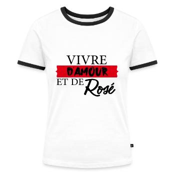 vivre d amour et de rosé - T-shirt contrasté Femme - blanc/noir - Devant - Selfina (174cm)