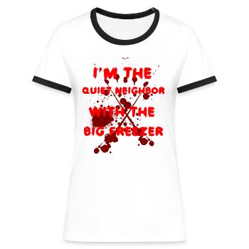 Halloween Halloween Halloween Halloween Halloween - Vrouwen contrastshirt - wit/zwart - Voor - Selfina (174cm)