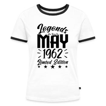 Geboren 1962 Geburtstagsgeschenk 1962. - Frauen Kontrast-T-Shirt - Weiß/Schwarz - Vorne - Selfina (174cm)