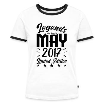 Geboren Mai 2017 Geburtstagsgeschenk 2017. - Frauen Kontrast-T-Shirt - Weiß/Schwarz - Vorne - Selfina (174cm)