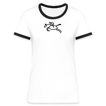 iYpsilon Springreiter - Frauen Kontrast-T-Shirt - Weiß/Schwarz - Vorne - Selfina (174cm)