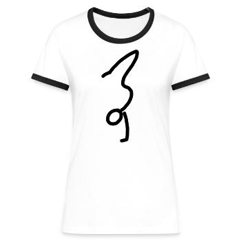iYpsilon Handstand - Frauen Kontrast-T-Shirt - Weiß/Schwarz - Vorne - Selfina (174cm)