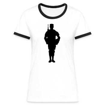 Soldat - T-shirt contrasté Femme - blanc/noir - Devant - Selfina (174cm)