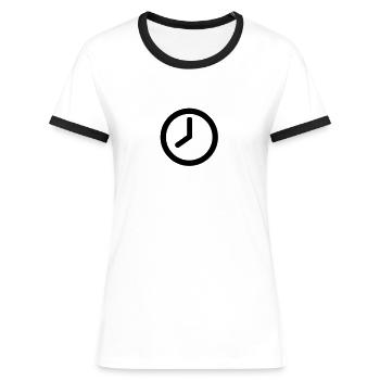 Uhr - Frauen Kontrast-T-Shirt - Weiß/Schwarz - Vorne - Selfina (174cm)
