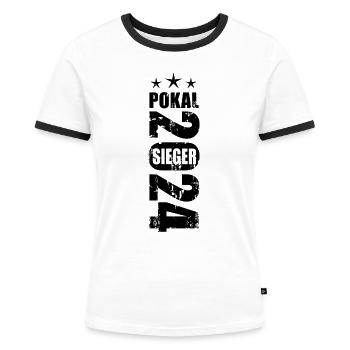 Pokalsieger 2024 - Frauen Kontrast-T-Shirt - Weiß/Schwarz - Vorne - Selfina (174cm)