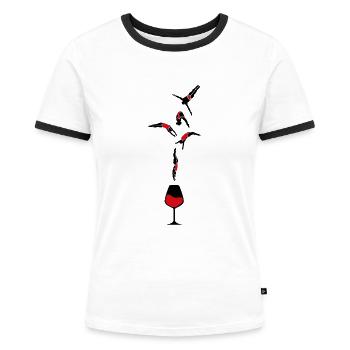 VIN VERRE VIN ROUGE - T-shirt contrasté Femme - blanc/noir - Devant - Selfina (174cm)