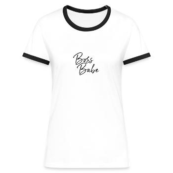 Boss babe - Women's Ringer T-Shirt - white/black - Front - Selfina (174cm)
