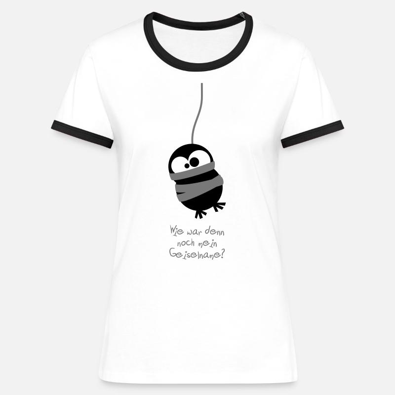 An owl / / How was still my hostage name? - Women's Ringer T-Shirt - white/black