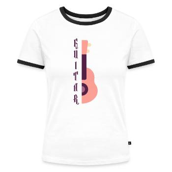 Guitar - Women's Ringer T-Shirt - white/black - Front - Selfina (174cm)