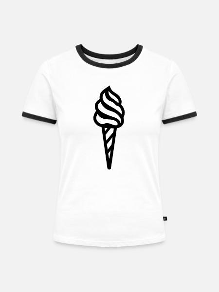 Eis - Frauen Kontrast-T-Shirt - Weiß/Schwarz
