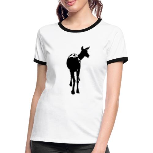 Reh deer Hirschkuh Silhouette - Frauen Kontrast-T-Shirt
