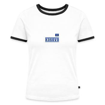 Kosovo Flag Flag Jersey Kosovar Gift - Women's Ringer T-Shirt - white/black - Front - Selfina (174cm)