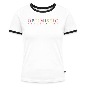 Optimist - Frauen Kontrast-T-Shirt - Weiß/Schwarz - Vorne - Selfina (174cm)