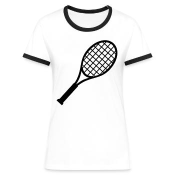 Tennisschläger - Frauen Kontrast-T-Shirt - Weiß/Schwarz - Vorne - Selfina (174cm)