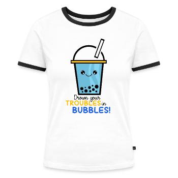 Bubble Tea - T-shirt contrasté Femme - blanc/noir - Devant - Selfina (174cm)