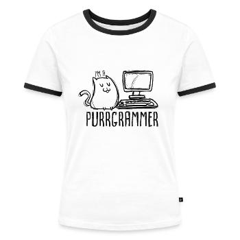 programmer - Women's Ringer T-Shirt - white/black - Front - Selfina (174cm)